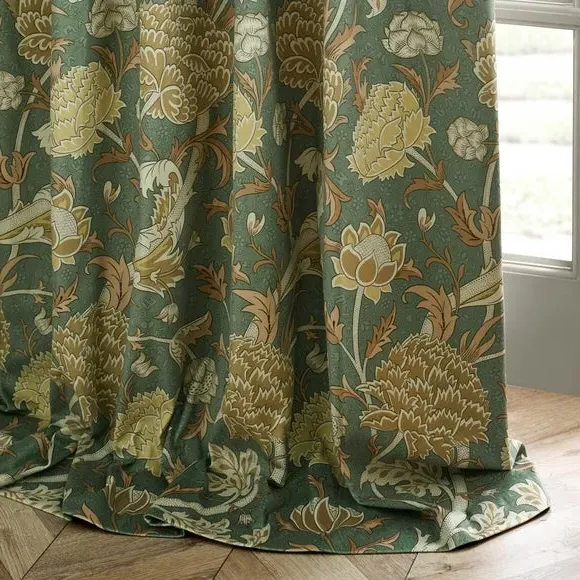 Pencil Pleat Curtains with Lining - Sage, Chenille