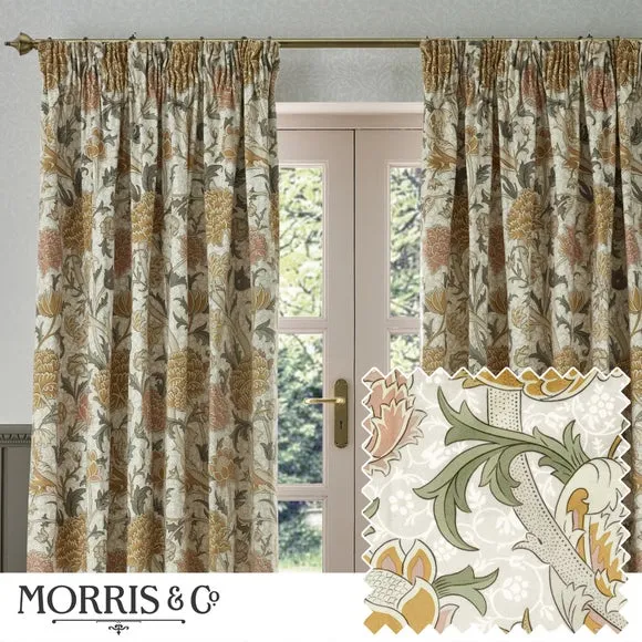 Pencil Pleat Curtains with Lining - Stone, Chenille