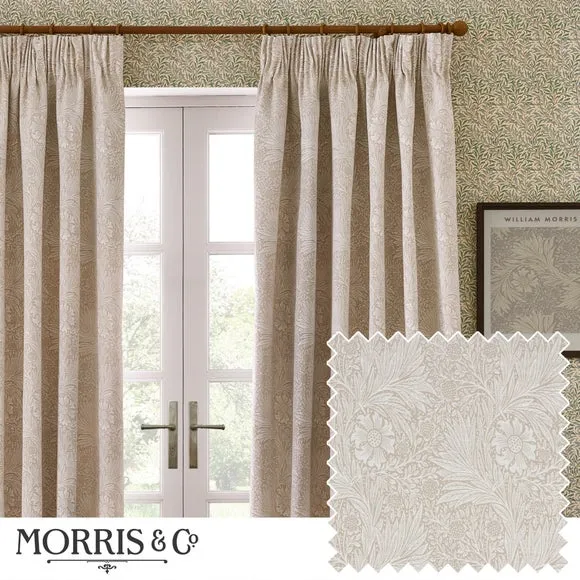 Pencil Pleat Curtains with Lining - Stone, Jacquard