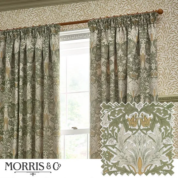 Pencil Pleat Curtains with Lining - Stone, Jacquard