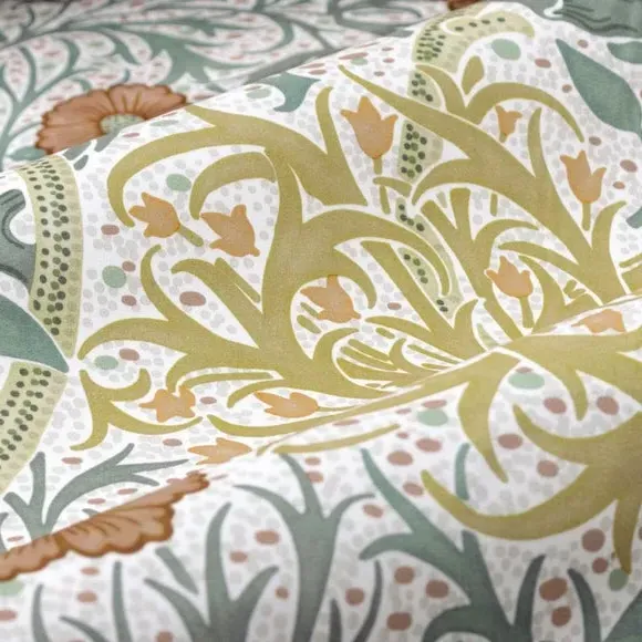 Pencil Pleat Curtains with Seaweed Motif - Stone