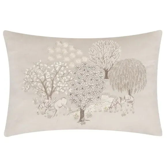 Rectangle Cushion with Embroidery - Linen, Velvet