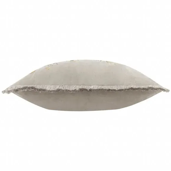 Square Cushion with Embroidery - Biscuit, Velvet