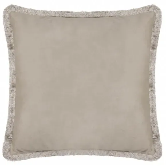 Square Cushion with Embroidery - Biscuit, Velvet