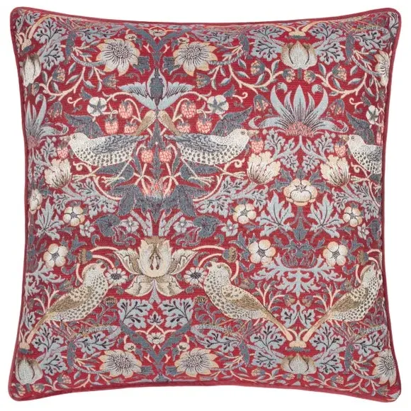 Square Cushion with Feather Fill - Berry, Jacquard
