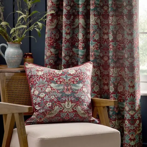 Square Cushion with Feather Fill - Berry, Jacquard