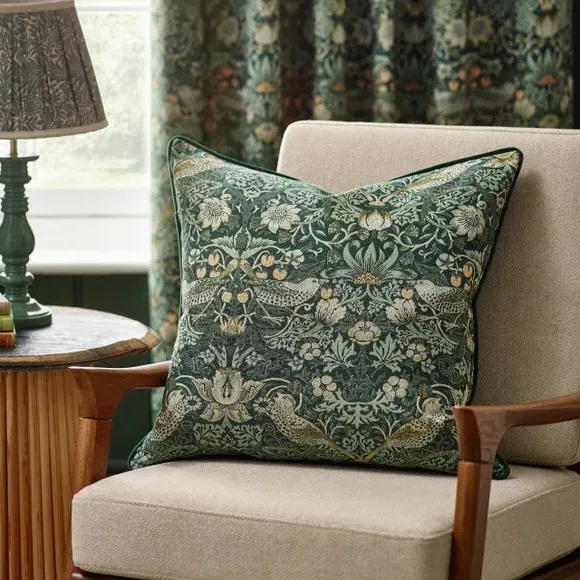 Square Cushion with Feather Fill - Forest, Jacquard