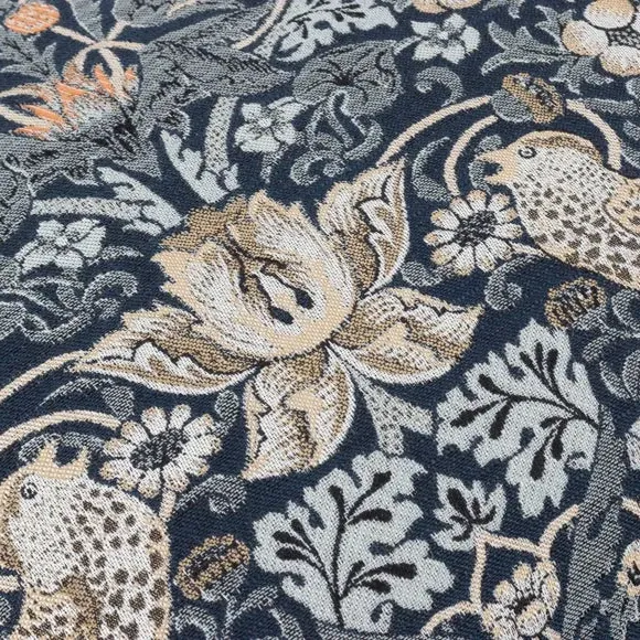 Square Cushion with Feather Fill - Indigo, Jacquard