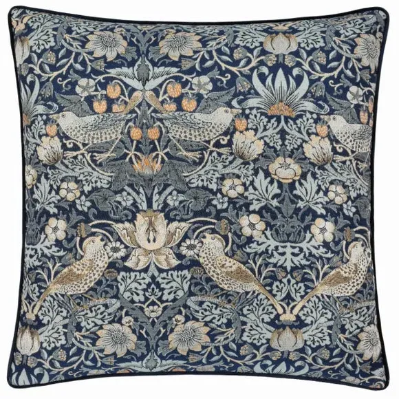 Square Cushion with Feather Fill - Indigo, Jacquard