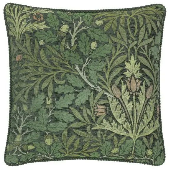 Square Cushion with Rope Trim - Forest, Polyester