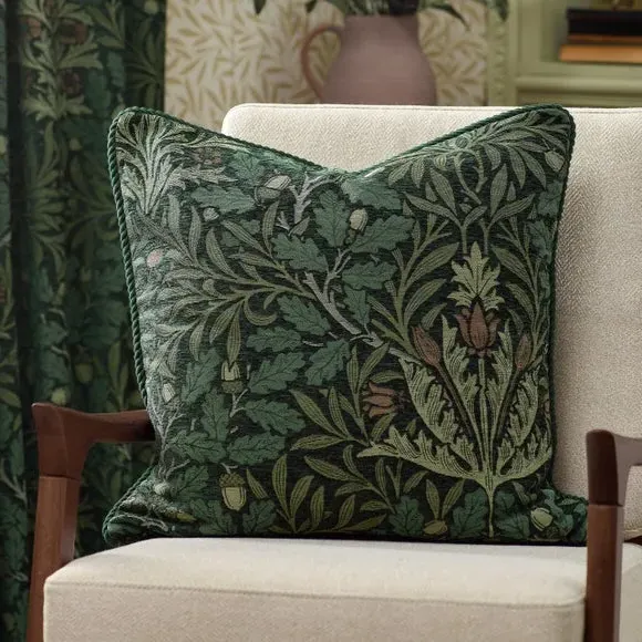 Square Cushion with Rope Trim - Forest, Polyester image