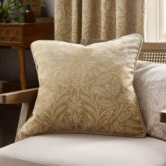 Square Cushion with Rope Trim - Gold, Polyester image