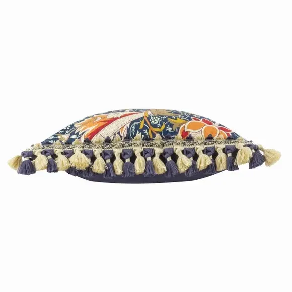 Square Cushion with Tassels - Indigo, Velvet