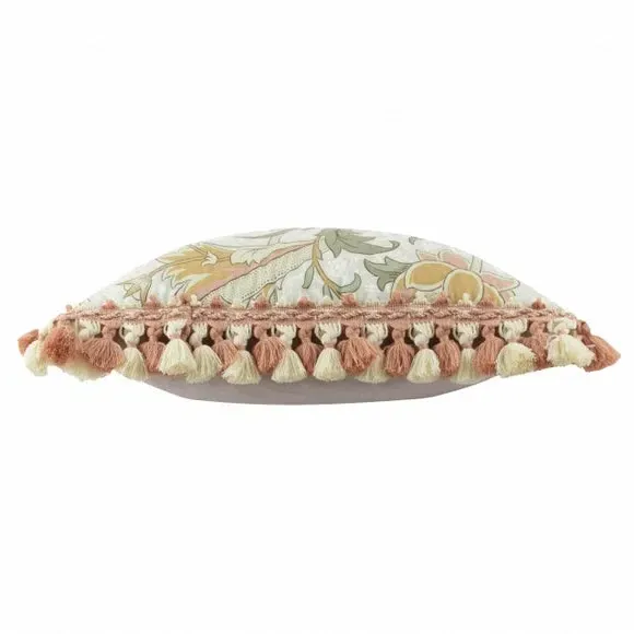 Square Cushion with Tassels - Stone, Velvet