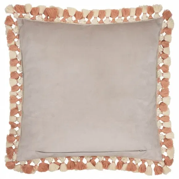 Square Cushion with Tassels - Stone, Velvet