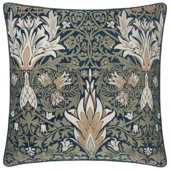 Square Cushion with Zip Closure - Indigo, Chenille