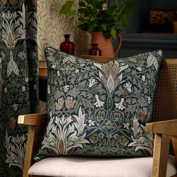 Square Cushion with Zip Closure - Indigo, Chenille