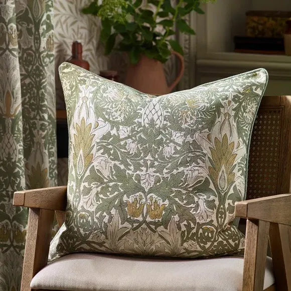 Square Cushion with Zip Closure - Sage, Chenille