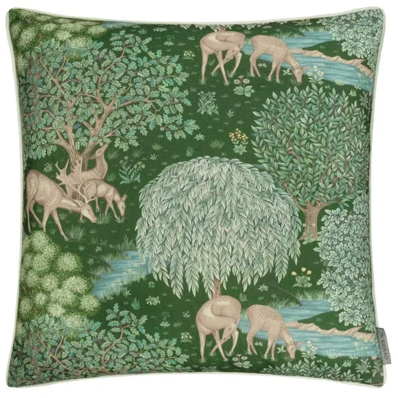 Square Outdoor Cushion with Deer Motif - Forest