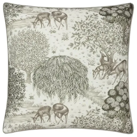 Square Outdoor Cushion with Deer Motif - Linen
