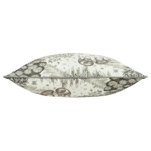Square Outdoor Cushion with Deer Motif - Linen