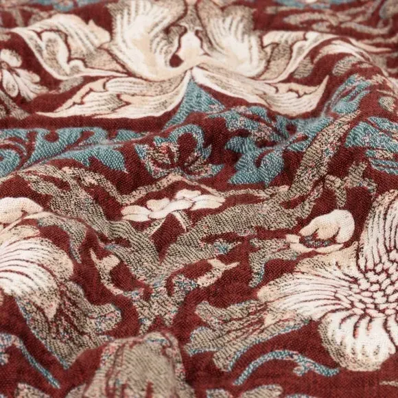 Strawberry Thief Throw Blanket - Berry, Cotton