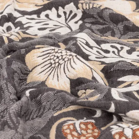 Strawberry Thief Throw Blanket - Biscuit, Cotton