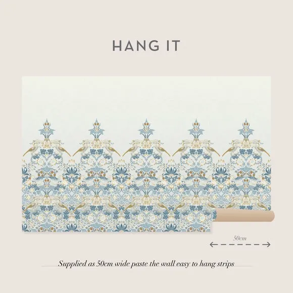 Strawberry Thief Wall Mural - Light Blue