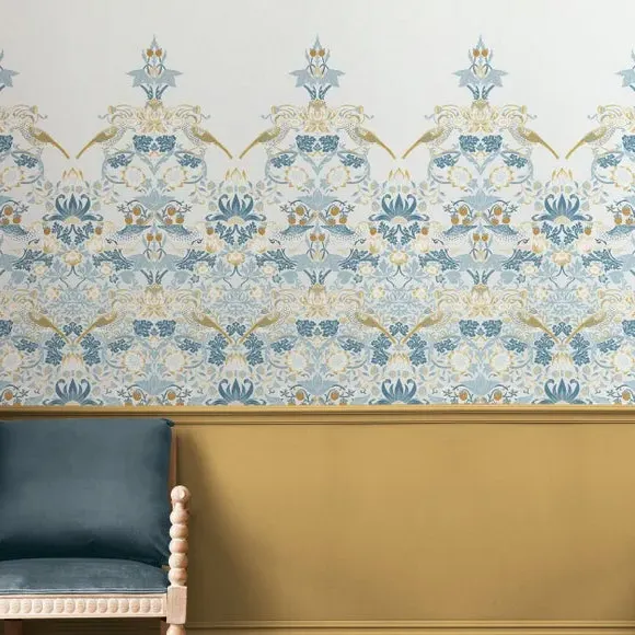 Strawberry Thief Wall Mural - Light Blue