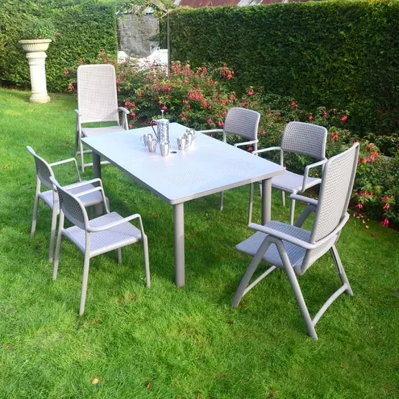 6-Seater Extendable Dining Set - Grey, Resin image