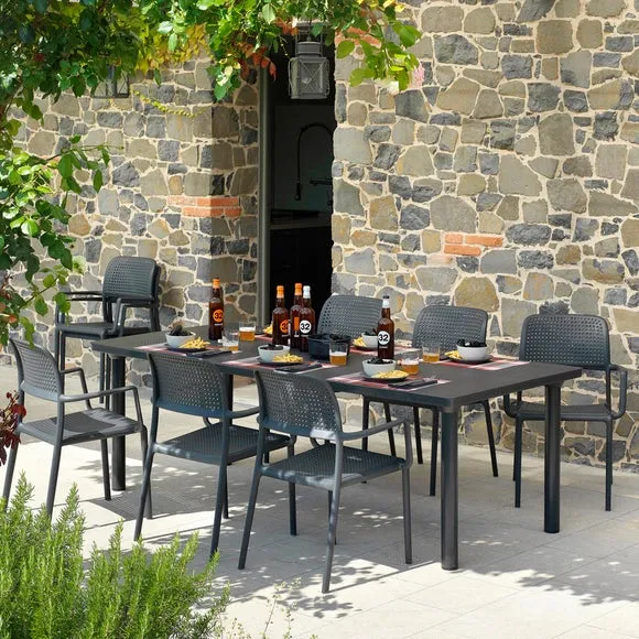 6-Seater Outdoor Dining Set Extendable - Dark Grey image