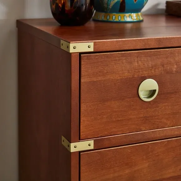 6-Drawer Chest with Brass Corners - Wood, Birch