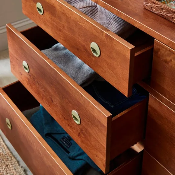 6-Drawer Chest with Brass Corners - Wood, Birch