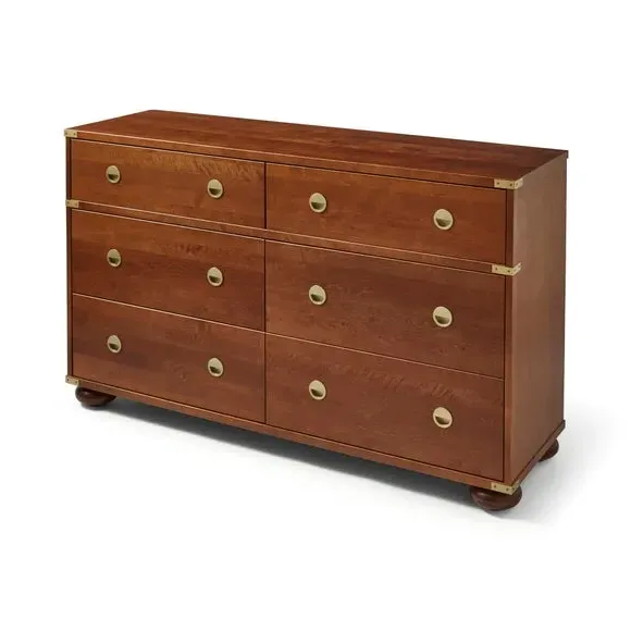 6-Drawer Chest with Brass Corners - Wood, Birch