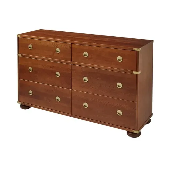 6-Drawer Chest with Brass Corners - Wood, Birch
