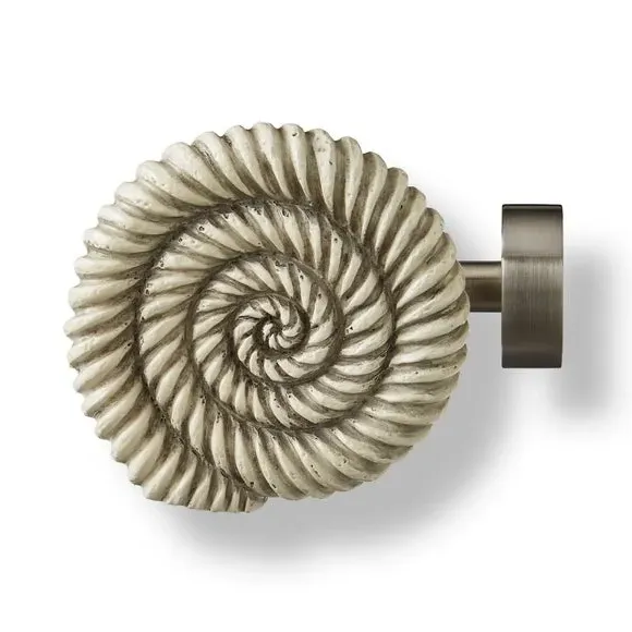 Ammonite Finial Pair - Satin Steel