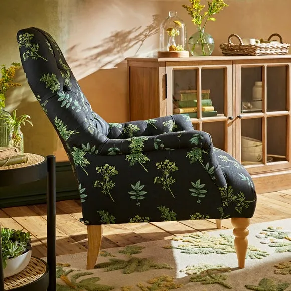 Armchair with Tufted Back - Green, Fabric