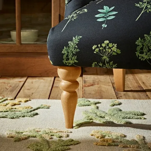 Armchair with Tufted Back - Green, Fabric
