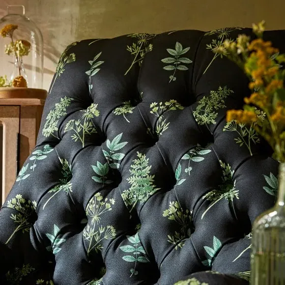 Armchair with Tufted Back - Green, Fabric