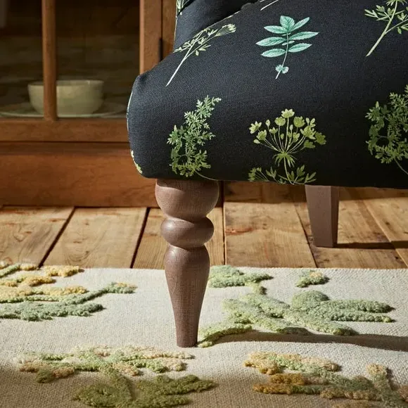 Armchair with Tufted Back - Green, Fabric