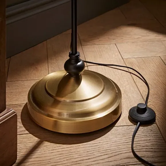 Banker Floor Lamp with Tiltable Head - Antique Brass