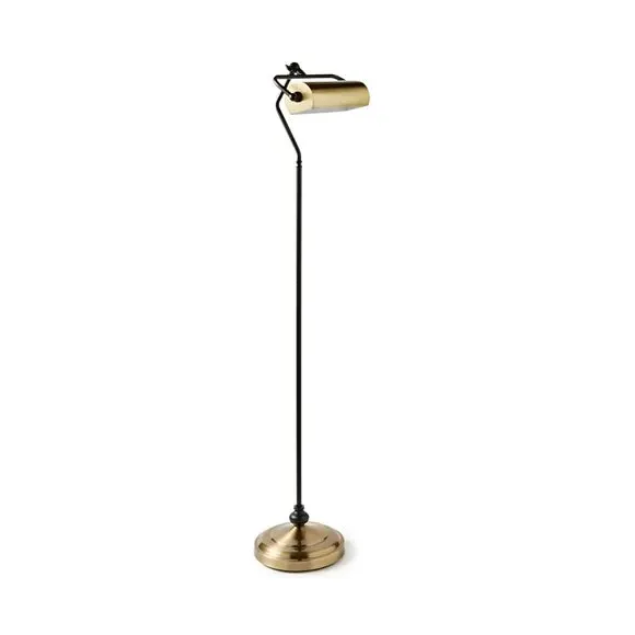 Banker Floor Lamp with Tiltable Head - Antique Brass