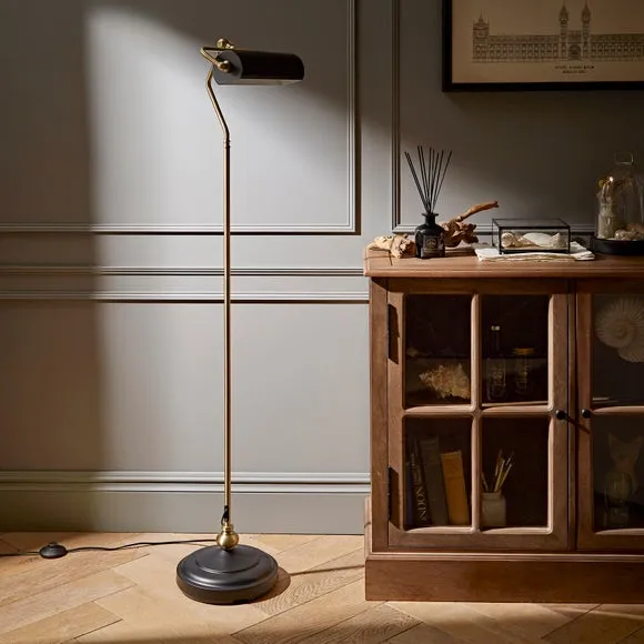 Banker Floor Lamp with Tiltable Head - Black, Metal