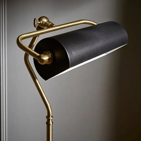 Banker Floor Lamp with Tiltable Head - Black, Metal