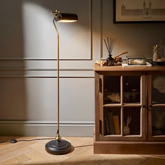 Banker Floor Lamp with Tiltable Head - Black, Metal