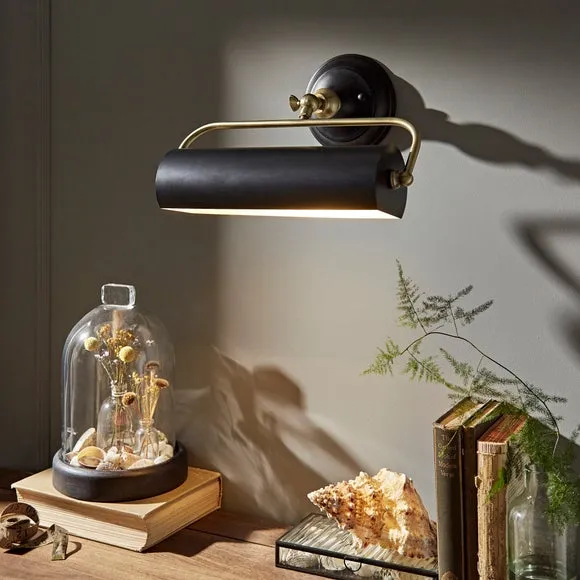 Banker Wall Light with Tiltable Head - Black, Metal image