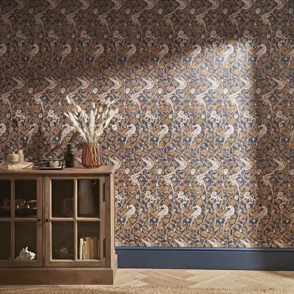 Bird Design Wallpaper - Navy, 150GSM Paper image
