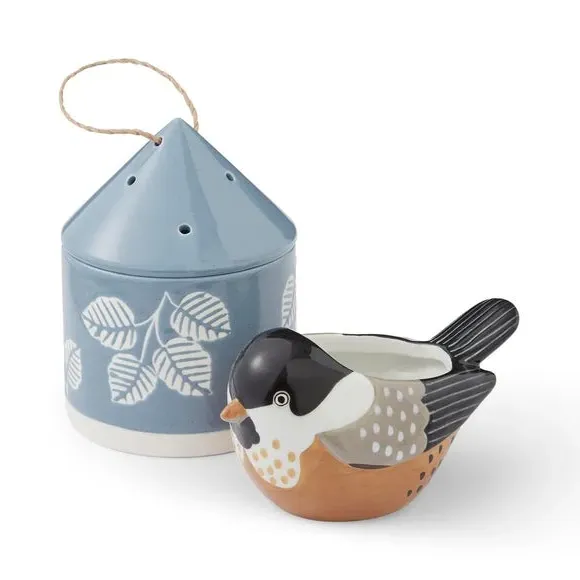Bird Trinket Box Gift Set - Blue, Ceramic