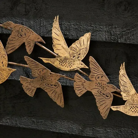 Birds Wall Art - Gold, Metal
