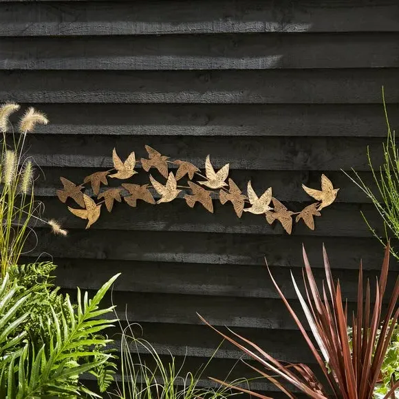 Birds Wall Art - Gold, Metal